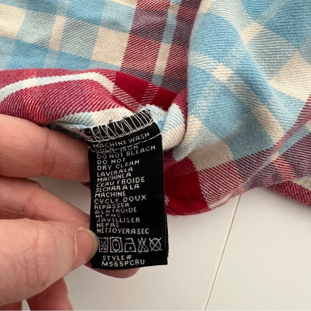 Men's Large Element Red & Blue Plaid Flannel Shirt - Classic Fit, Cotton Blend - Picture 5 of 12